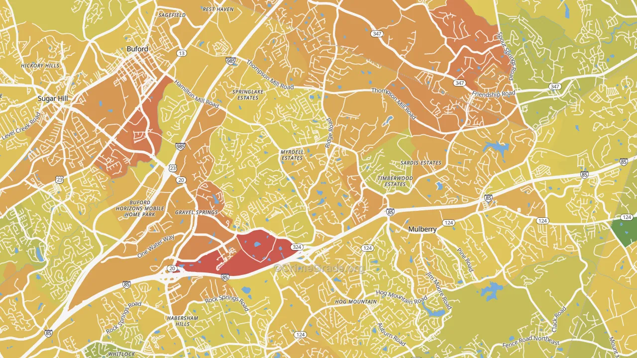 30519, GA Map of Vehicle Theft Rates