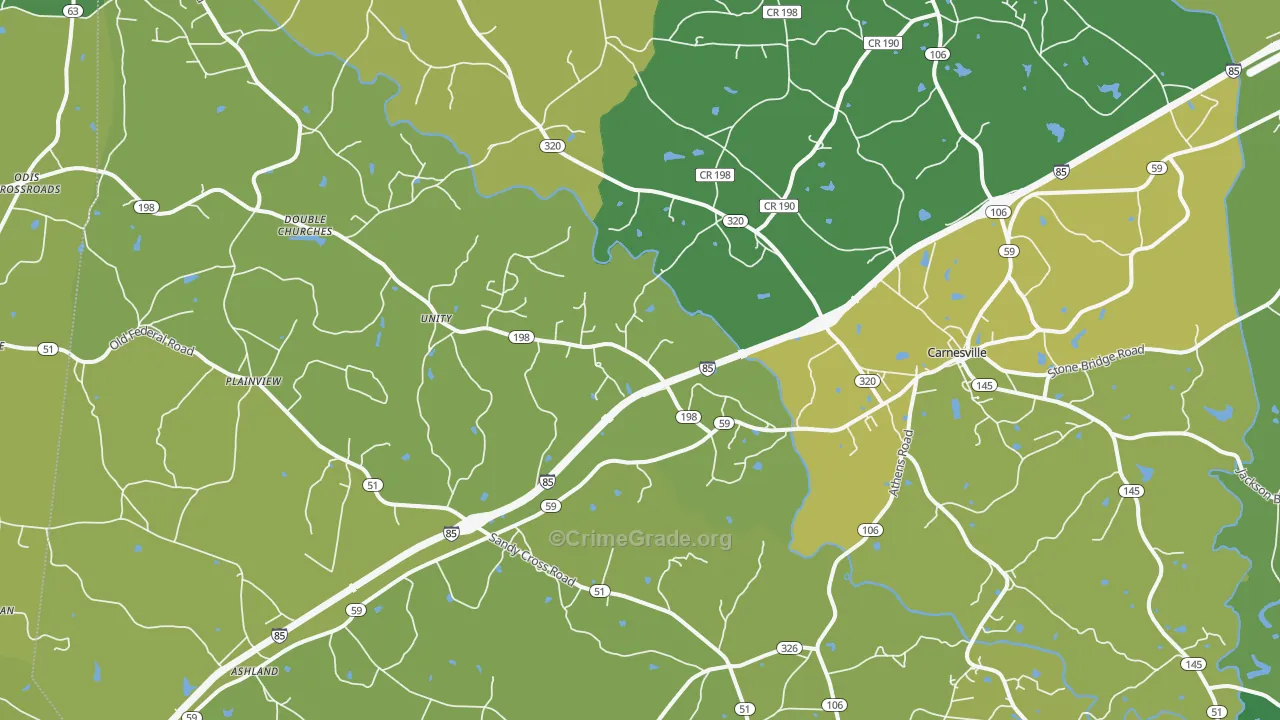 30521, GA Map of Vehicle Theft Rates