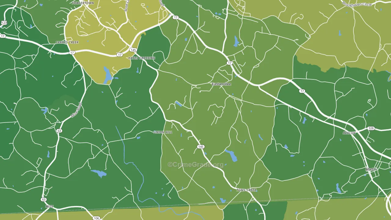 30538, GA Map of Vehicle Theft Rates