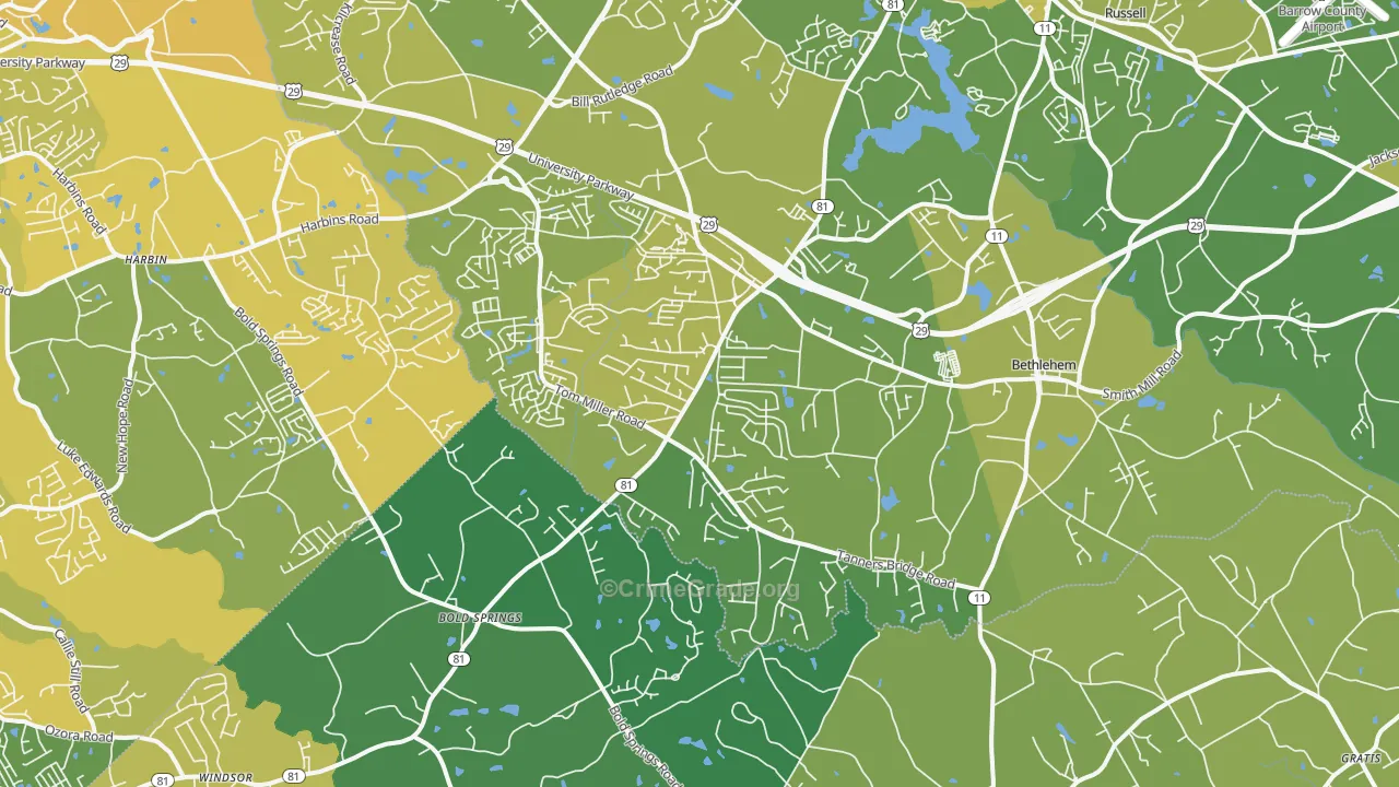 30620, GA Map of Vehicle Theft Rates