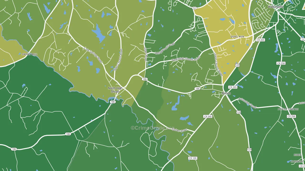 30621, GA Map of Vehicle Theft Rates