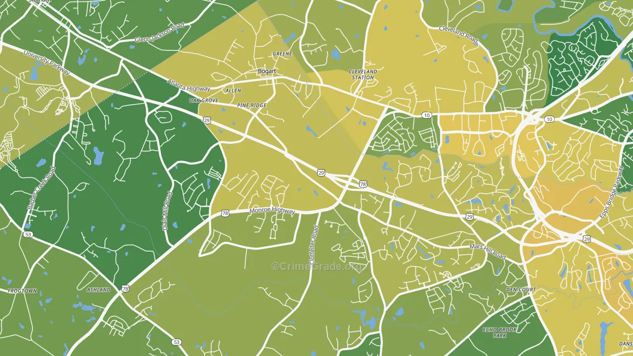 30622, GA Map of Vehicle Theft Rates