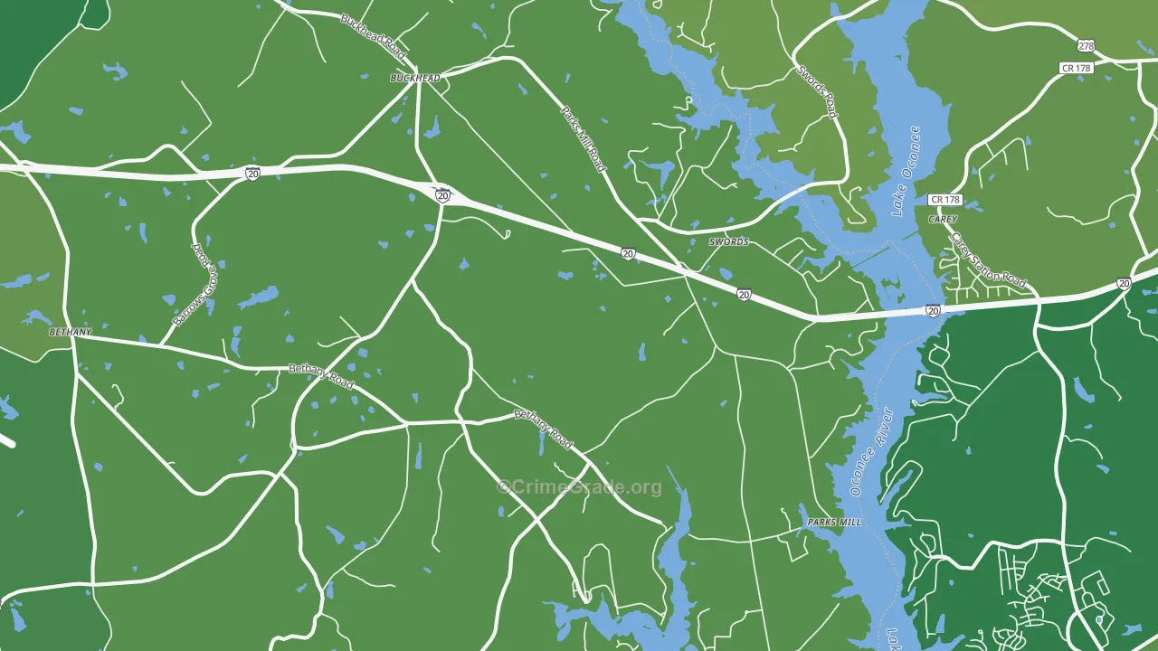 30625, GA Map of Vehicle Theft Rates