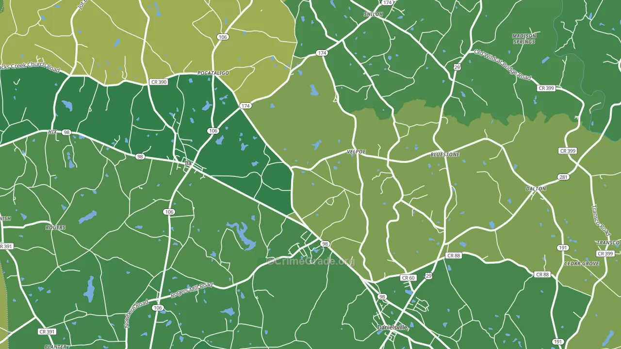 30633, GA Map of Vehicle Theft Rates