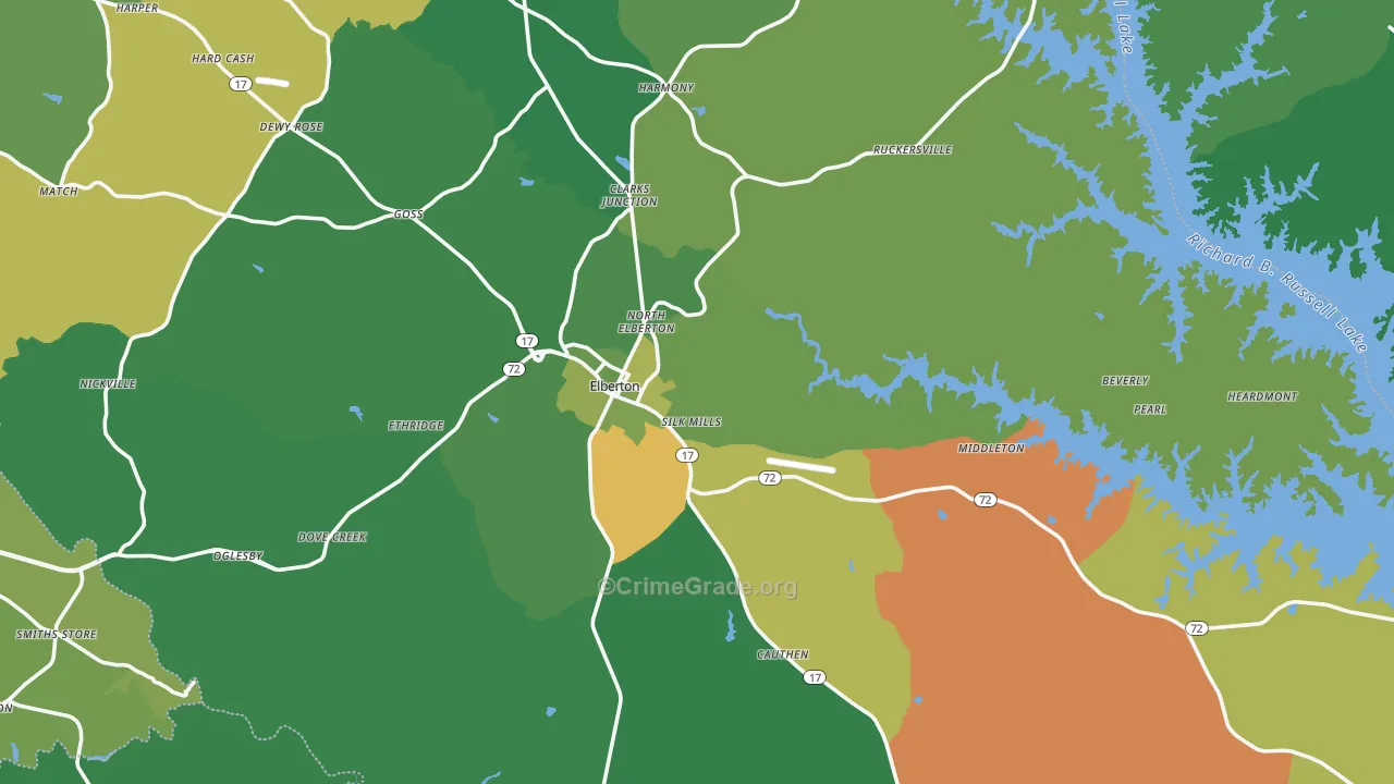 30635, GA Map of Vehicle Theft Rates