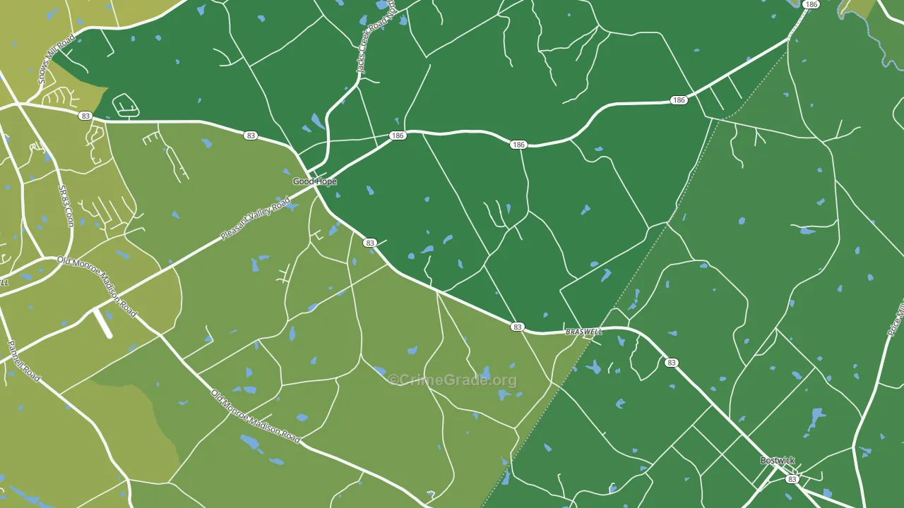 30641, GA Map of Vehicle Theft Rates