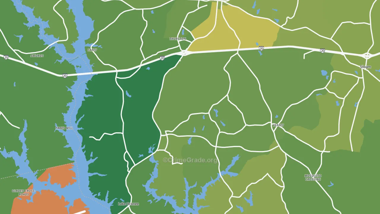 30642, GA Map of Vehicle Theft Rates