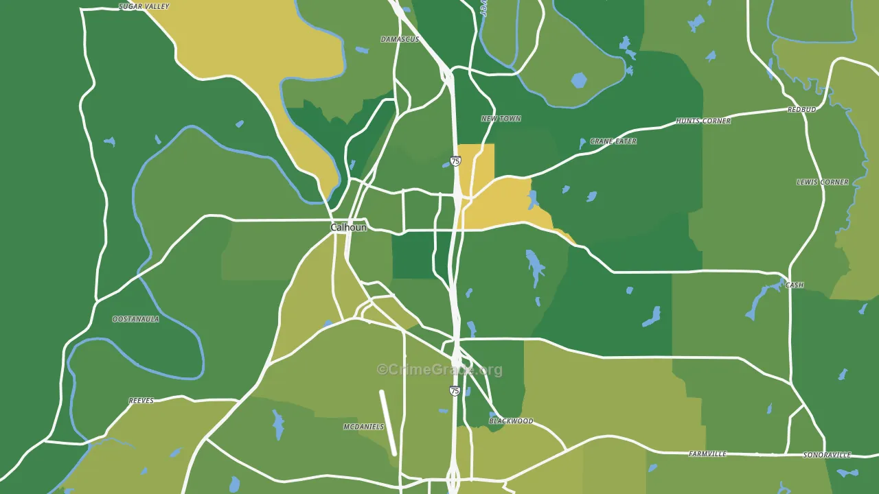 30701, GA Map of Vehicle Theft Rates