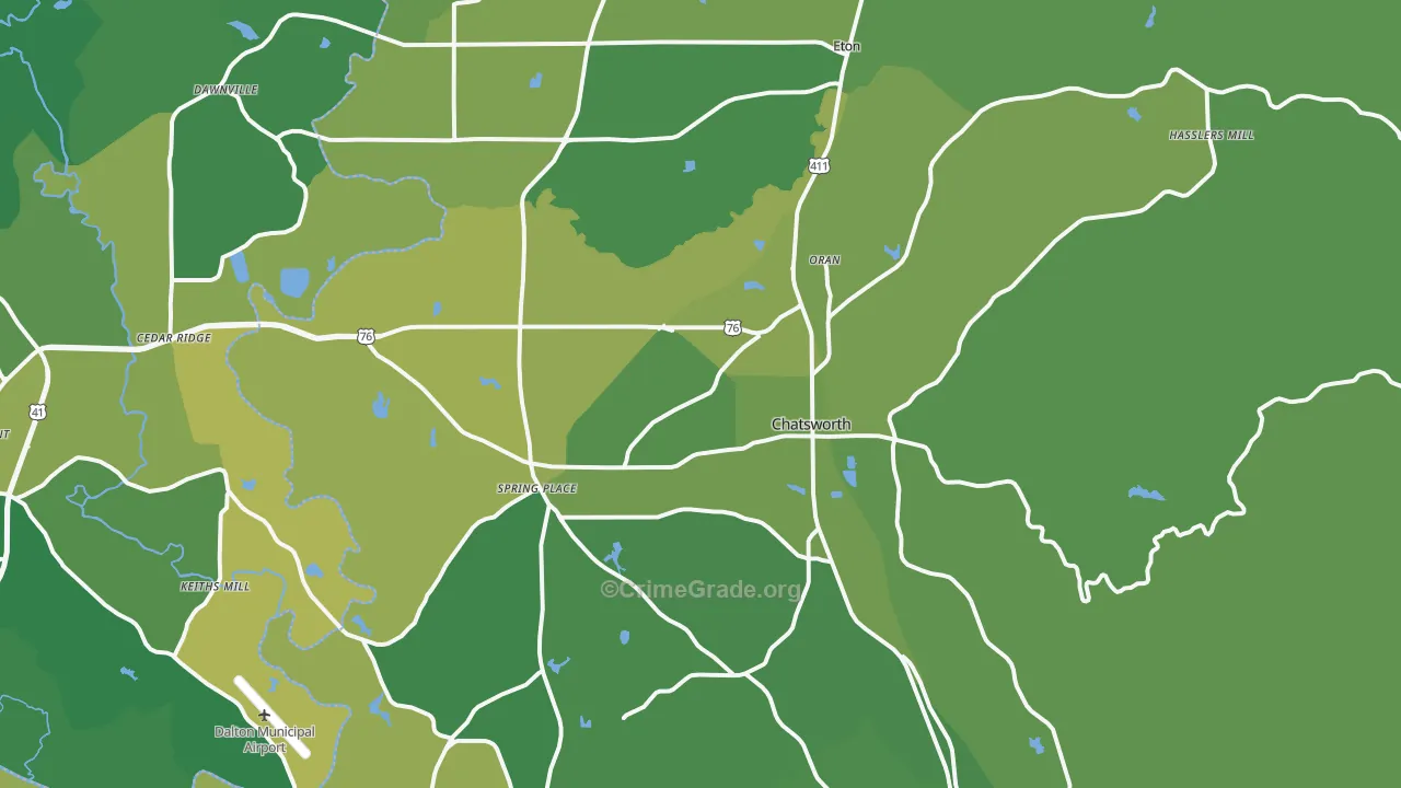 30705, GA Map of Vehicle Theft Rates
