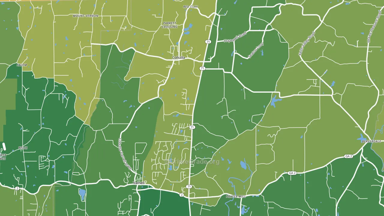 30710, GA Map of Vehicle Theft Rates