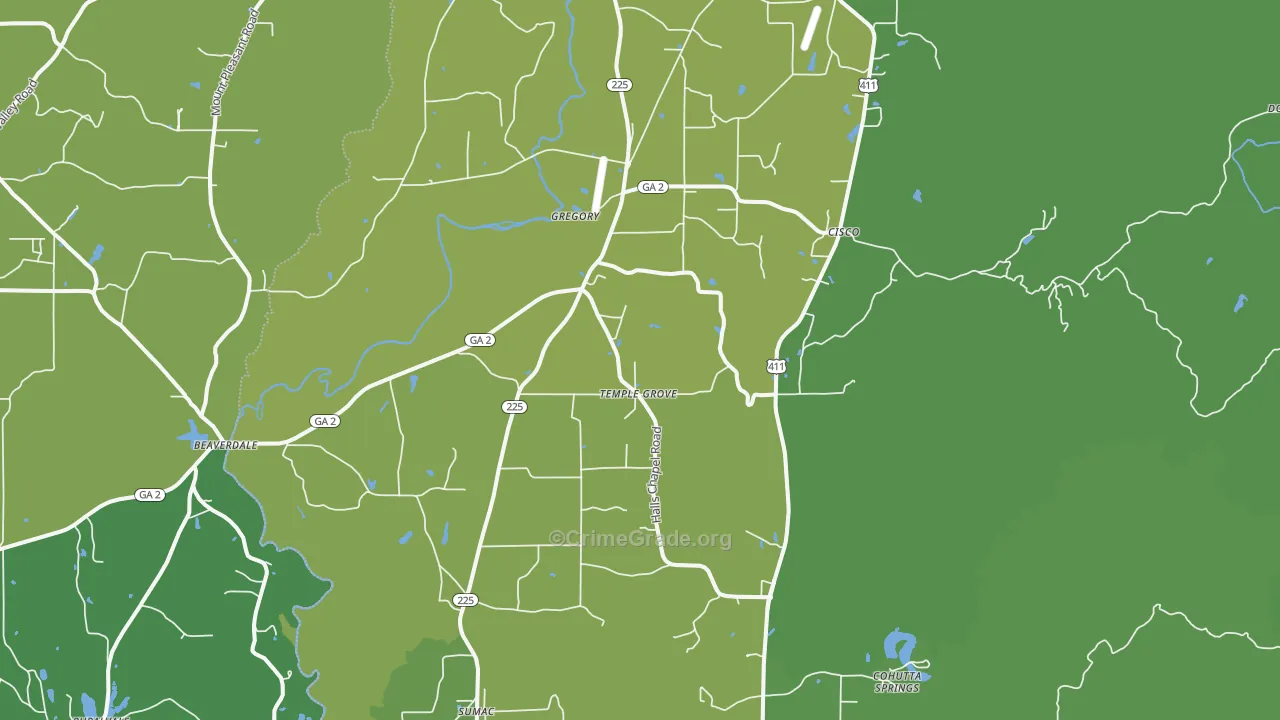 30711, GA Map of Vehicle Theft Rates