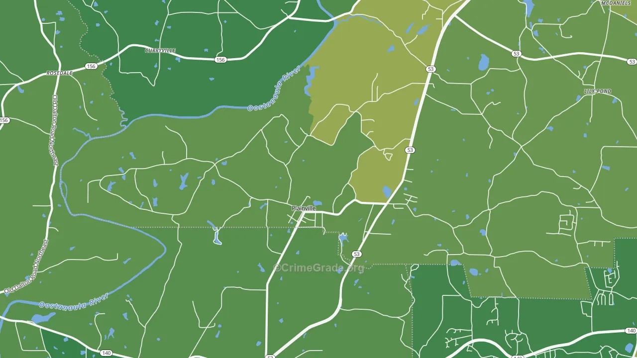 30733, GA Map of Vehicle Theft Rates