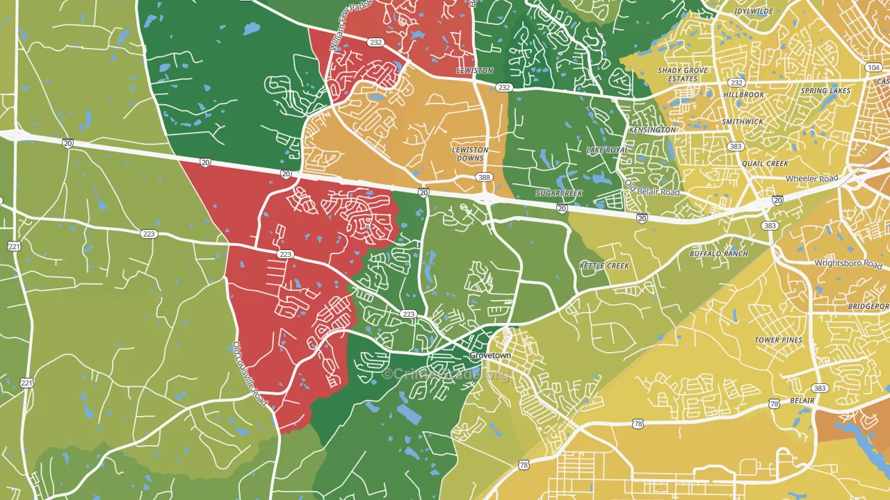 30813, GA Map of Vehicle Theft Rates