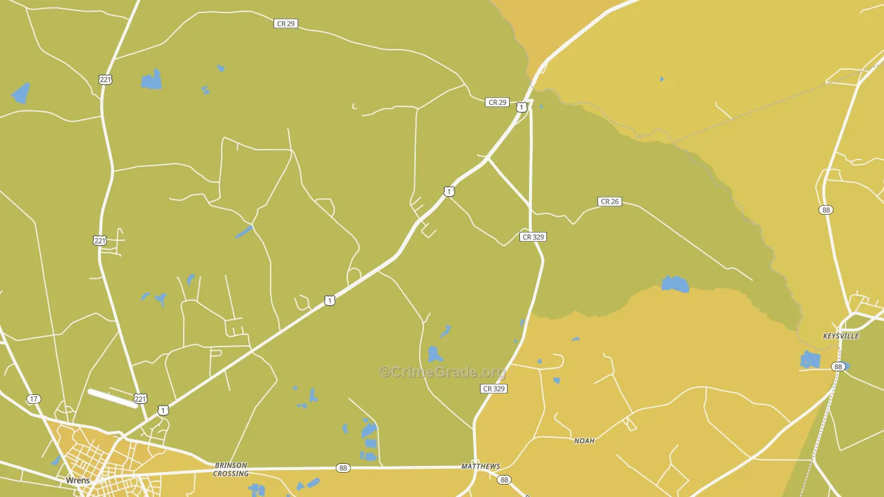 30818, GA Map of Vehicle Theft Rates
