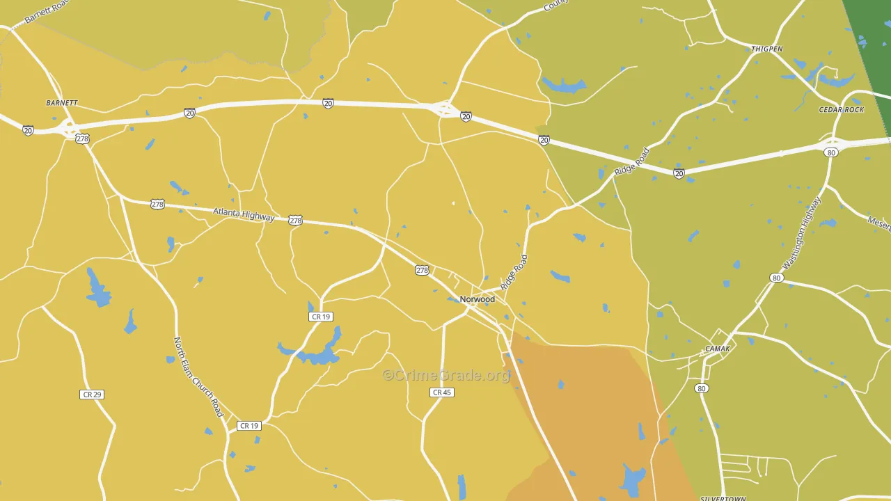30821, GA Map of Vehicle Theft Rates
