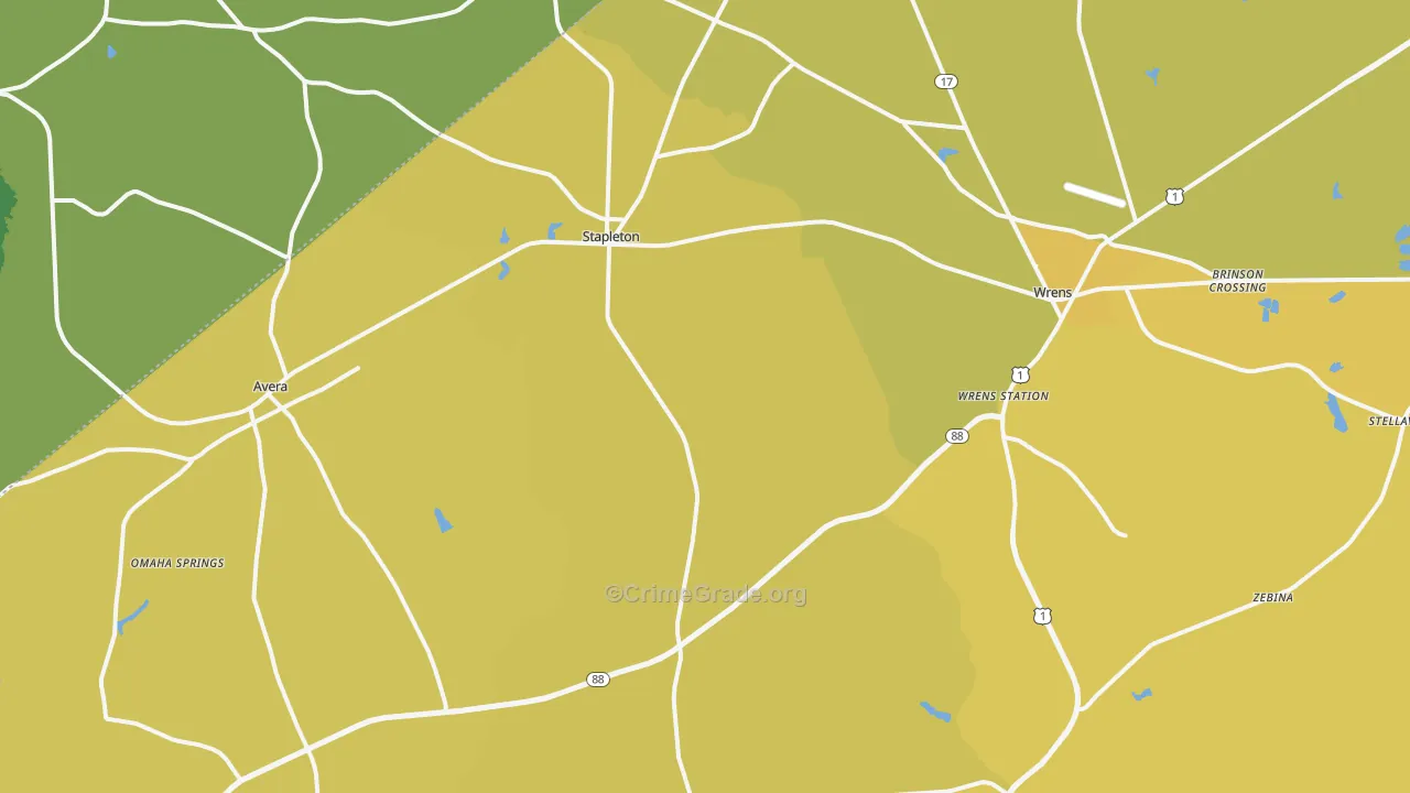 30823, GA Map of Vehicle Theft Rates