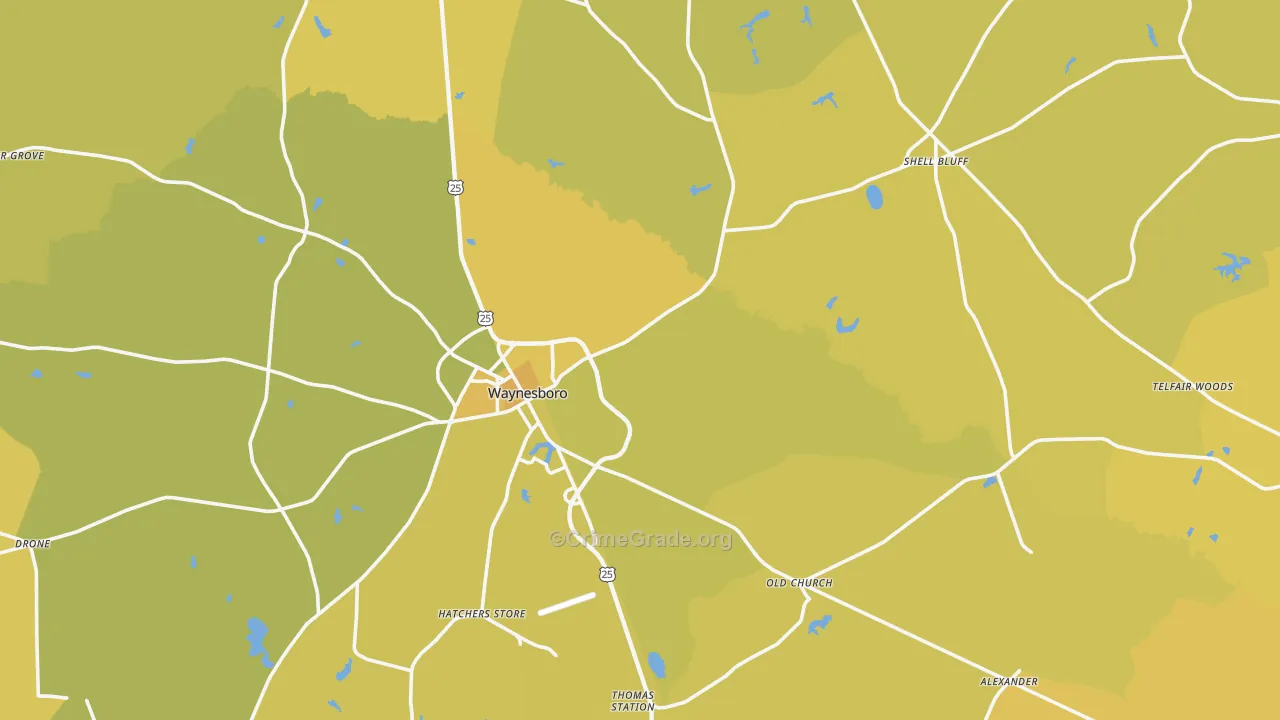 30830, GA Map of Vehicle Theft Rates