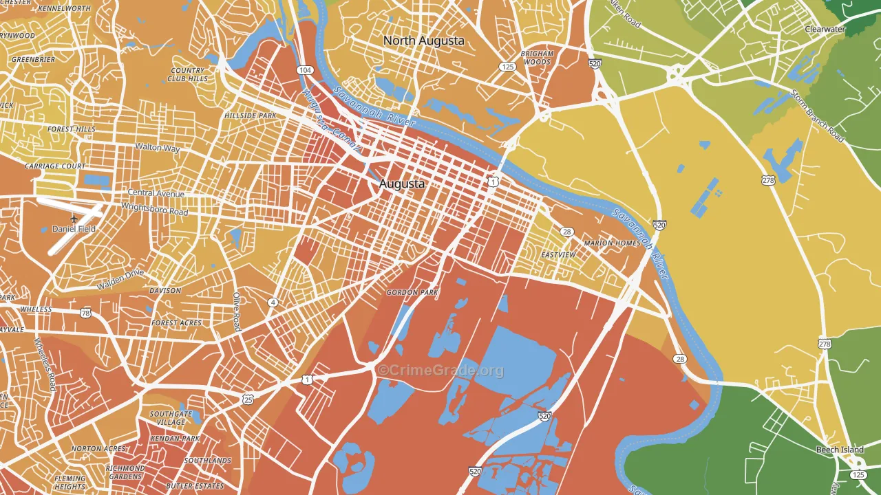 30901, GA Map of Vehicle Theft Rates