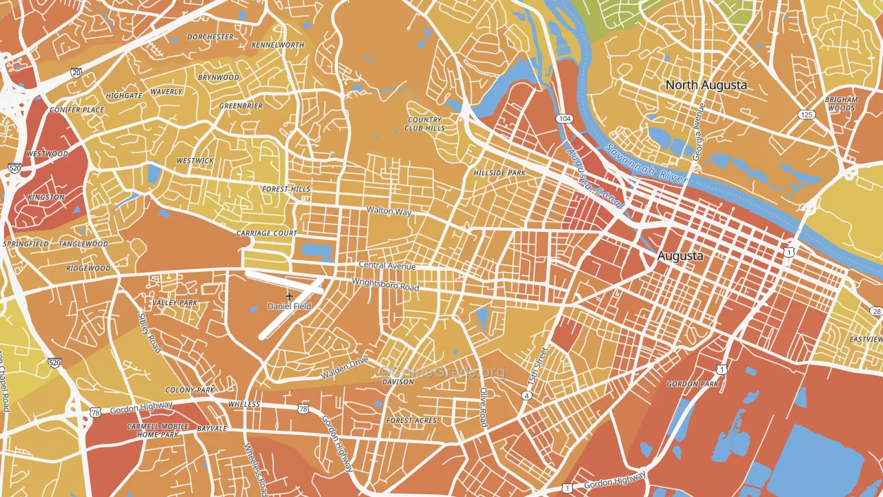 30904, GA Map of Vehicle Theft Rates