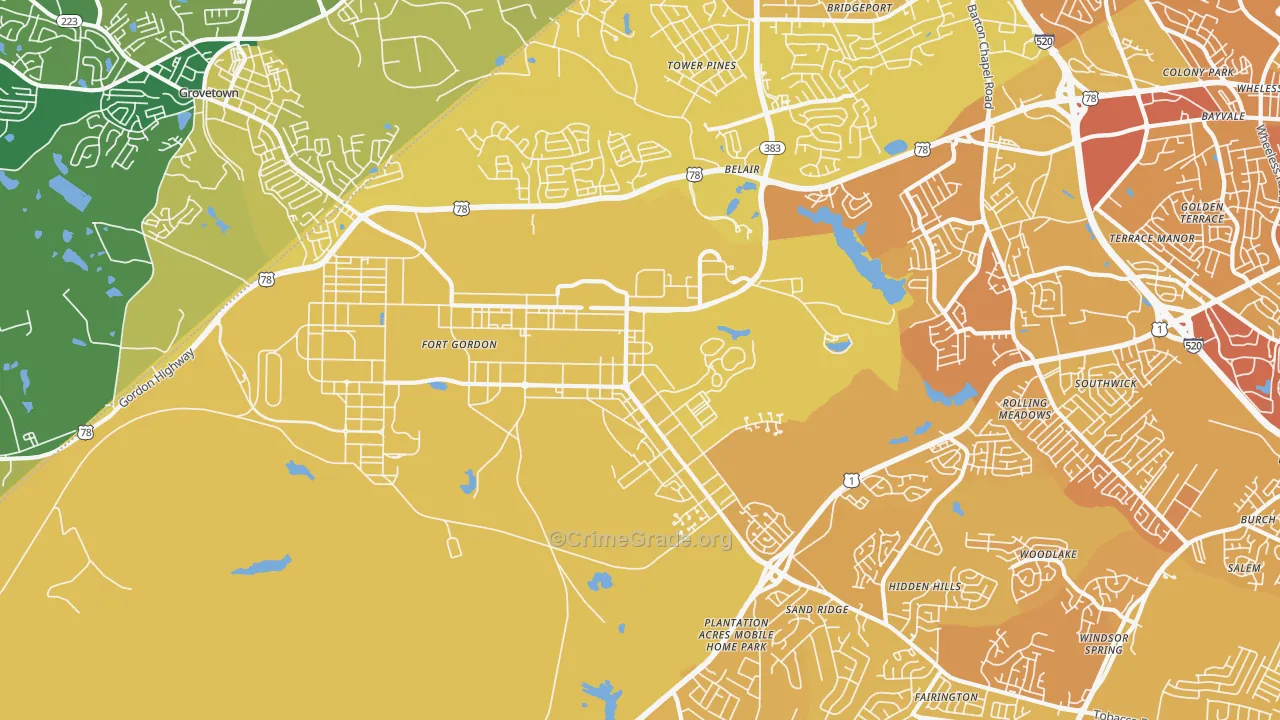 30905, GA Map of Vehicle Theft Rates