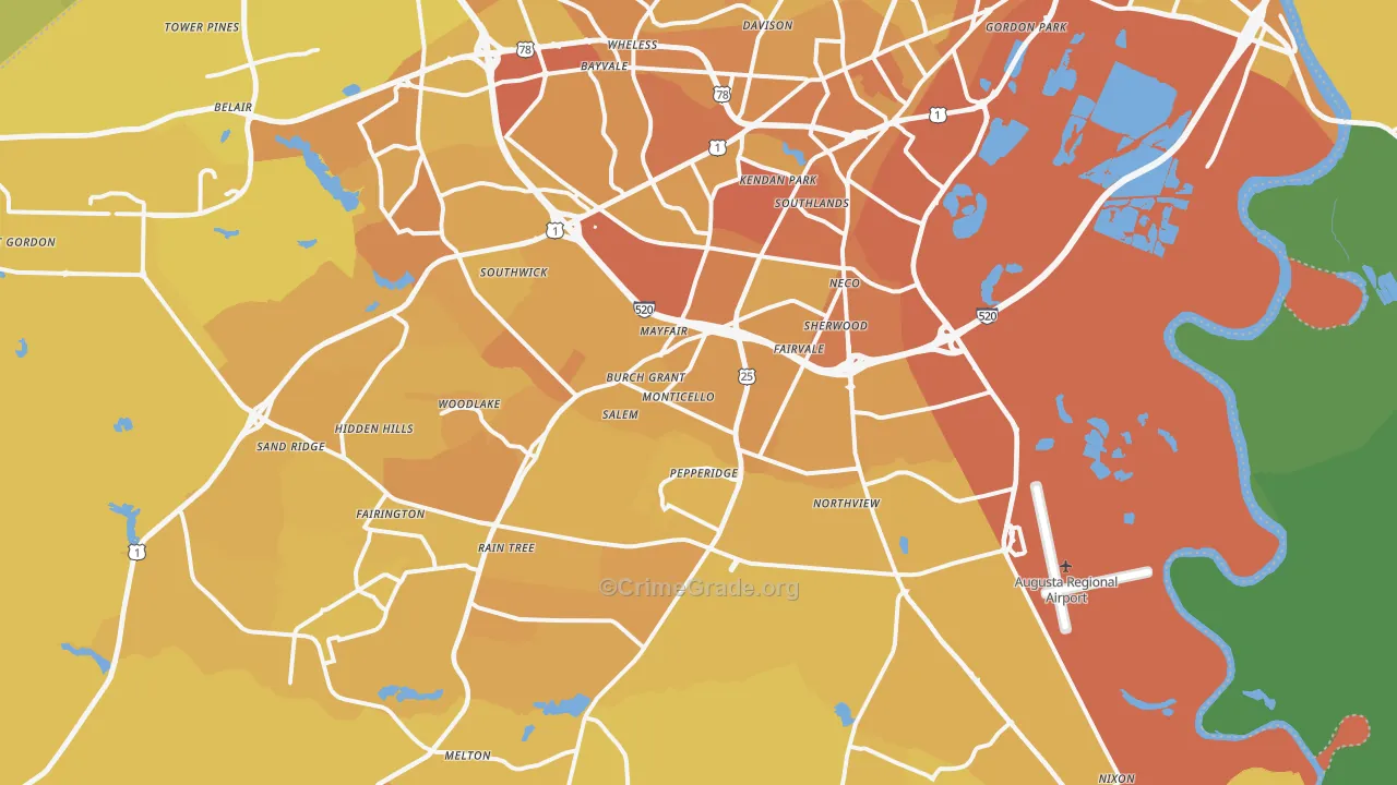 30906, GA Map of Vehicle Theft Rates