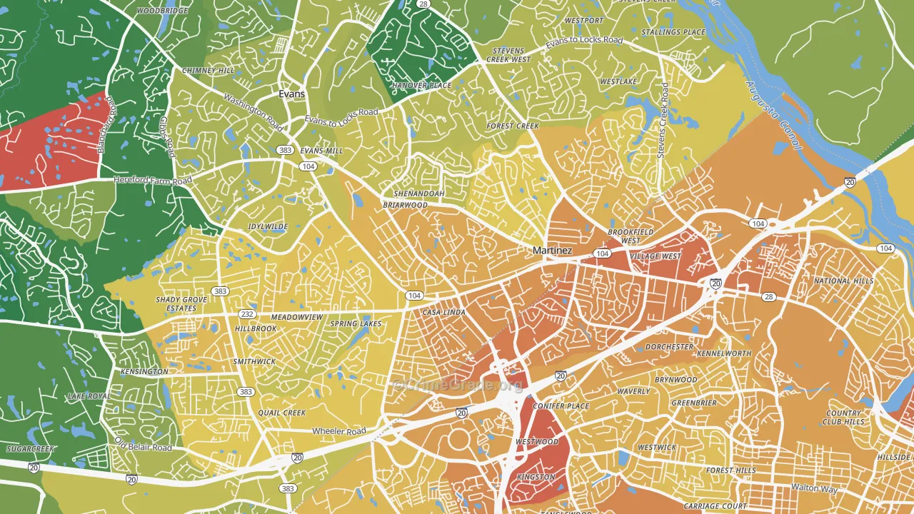 30907, GA Map of Vehicle Theft Rates