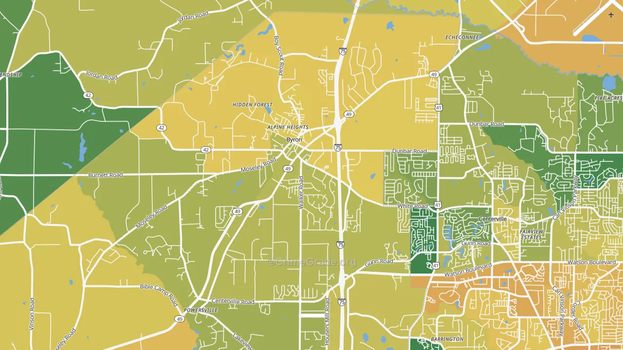 31008, GA Map of Vehicle Theft Rates