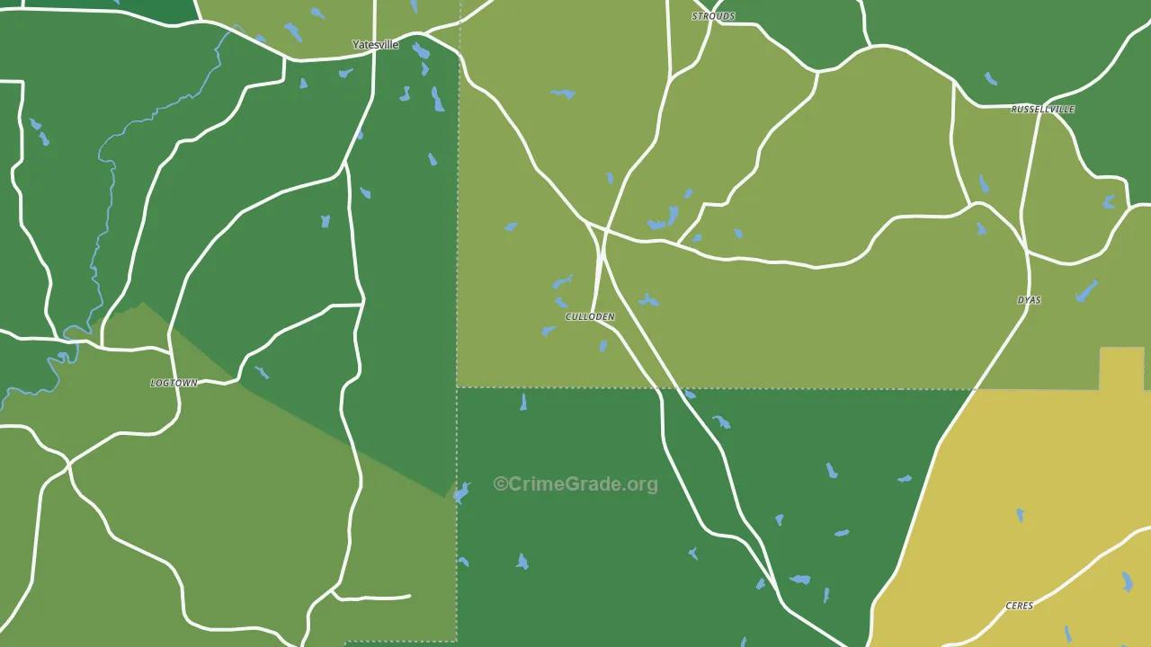 31016, GA Map of Vehicle Theft Rates