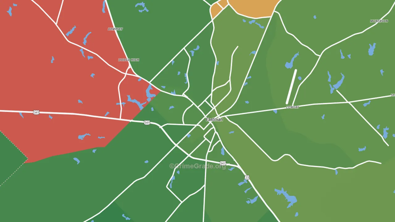 31023, GA Map of Vehicle Theft Rates