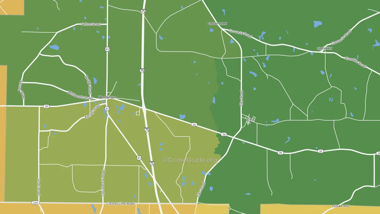 31025, GA Map of Vehicle Theft Rates