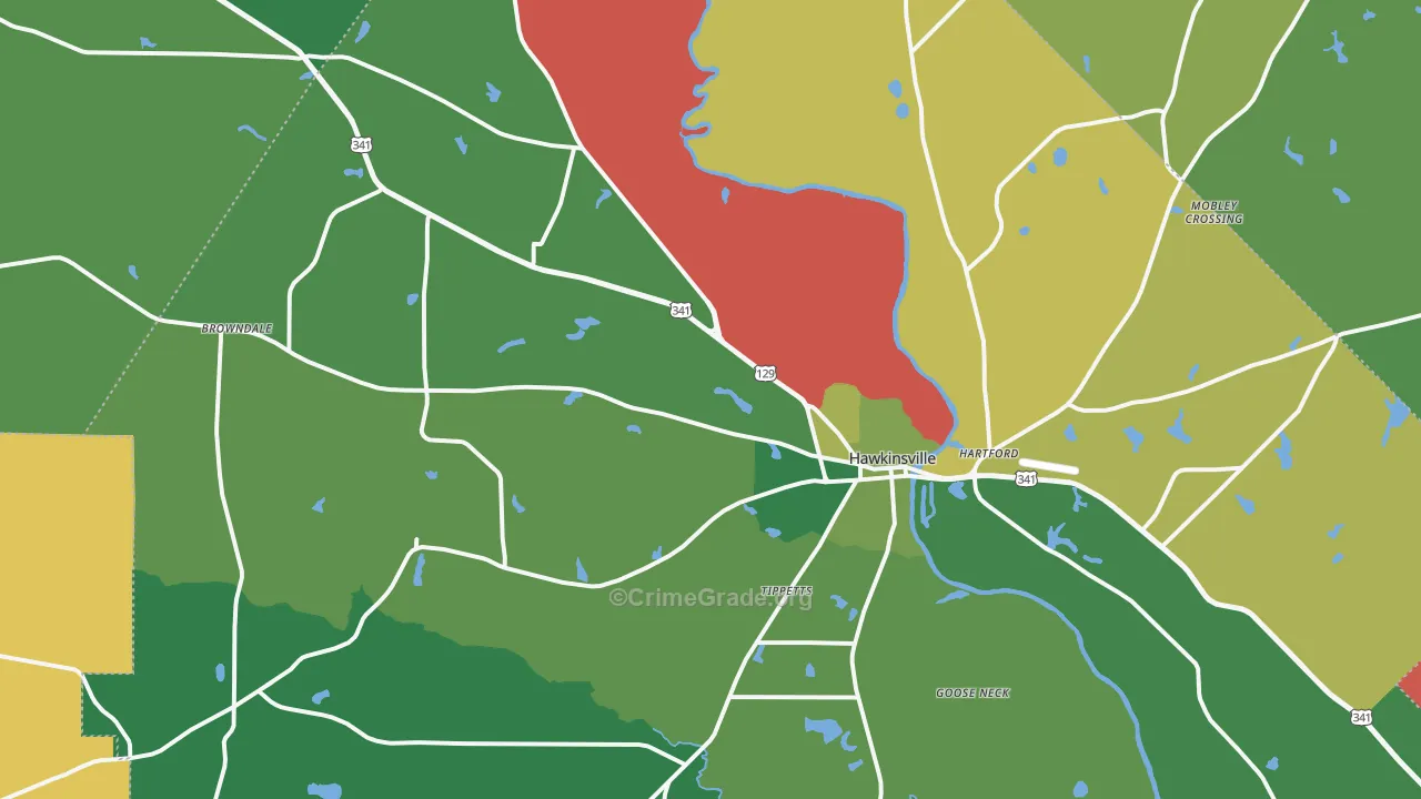 31036, GA Map of Vehicle Theft Rates
