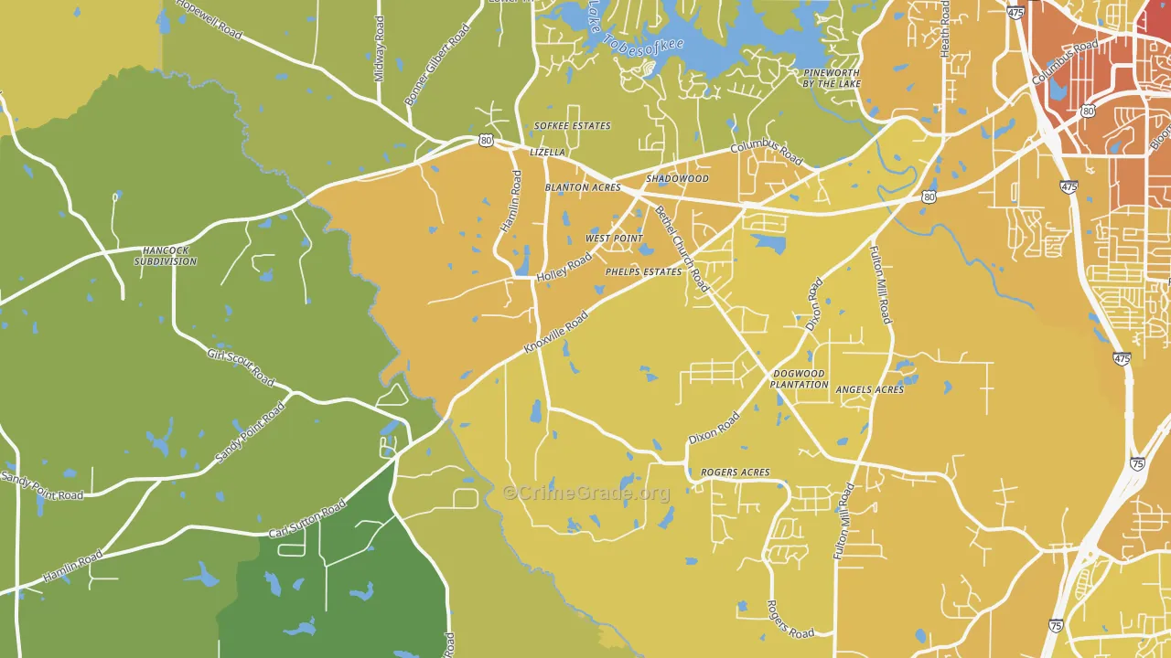 31052, GA Map of Vehicle Theft Rates