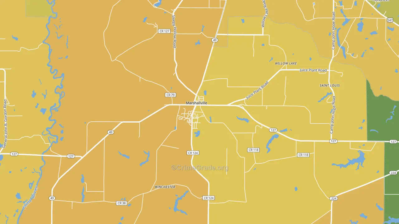 31057, GA Map of Vehicle Theft Rates