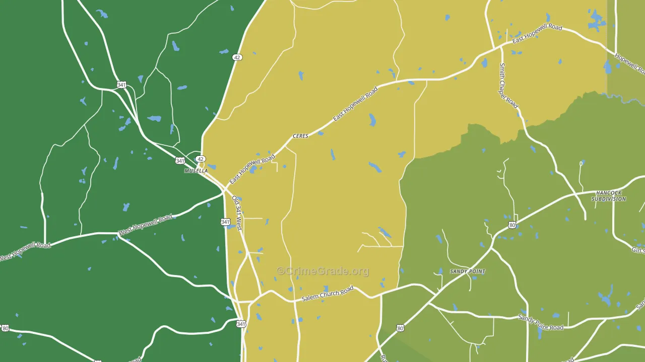 31066, GA Map of Vehicle Theft Rates