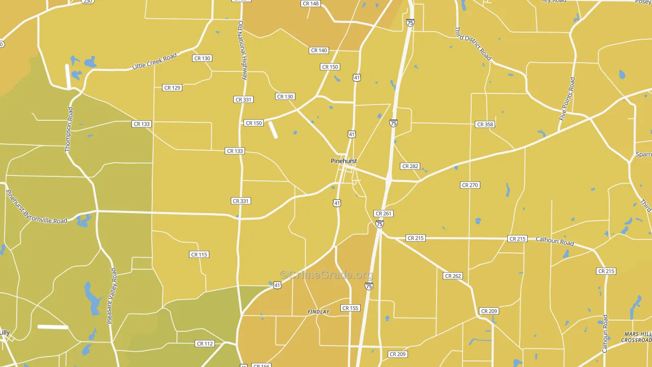 31070, GA Map of Vehicle Theft Rates