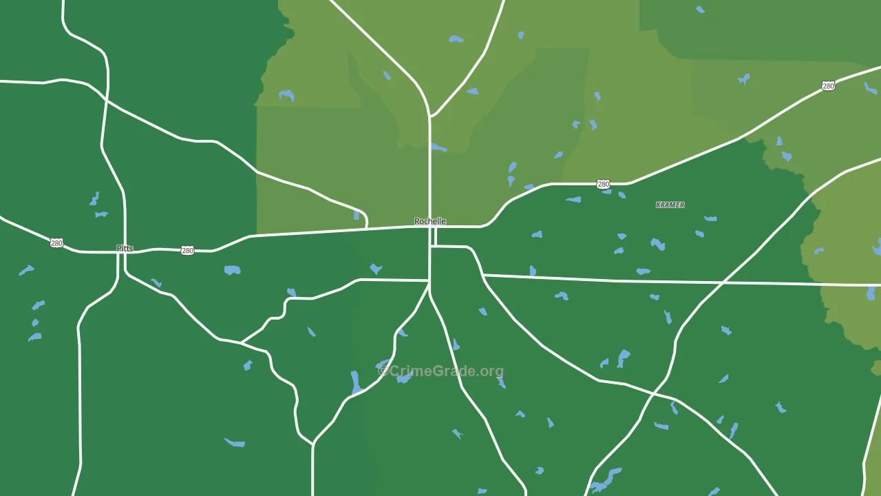 31079, GA Map of Vehicle Theft Rates