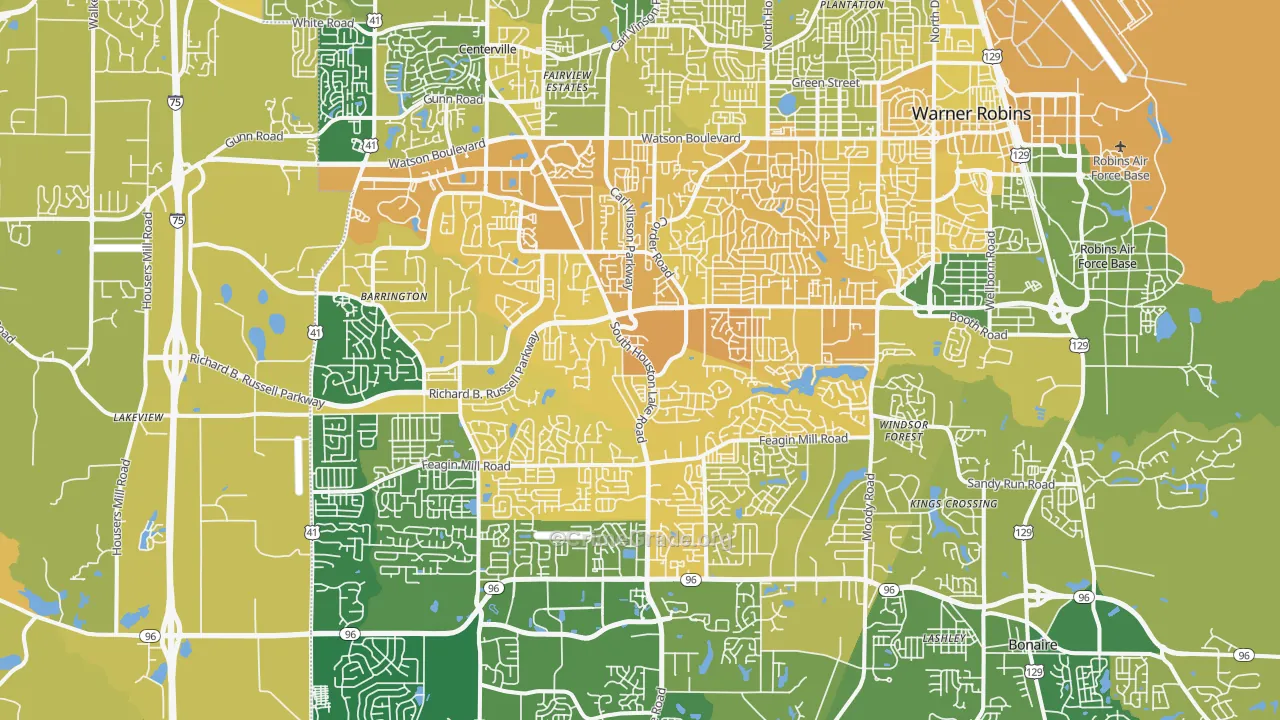31088, GA Map of Vehicle Theft Rates