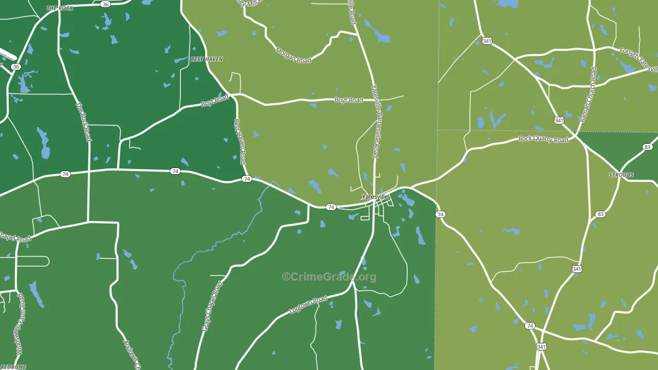 31097, GA Map of Vehicle Theft Rates