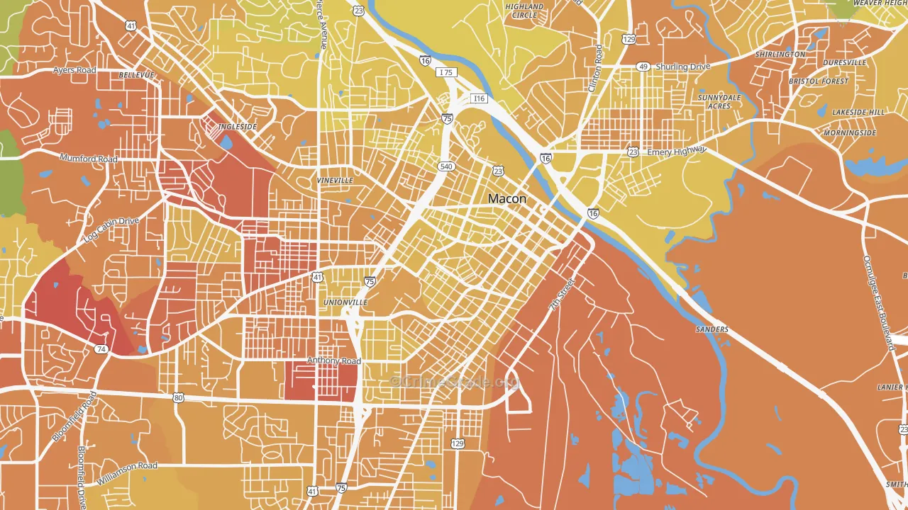 31201, GA Map of Vehicle Theft Rates