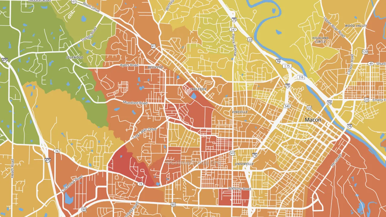 31204, GA Map of Vehicle Theft Rates