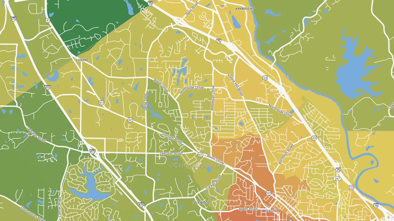 31210, GA Map of Vehicle Theft Rates
