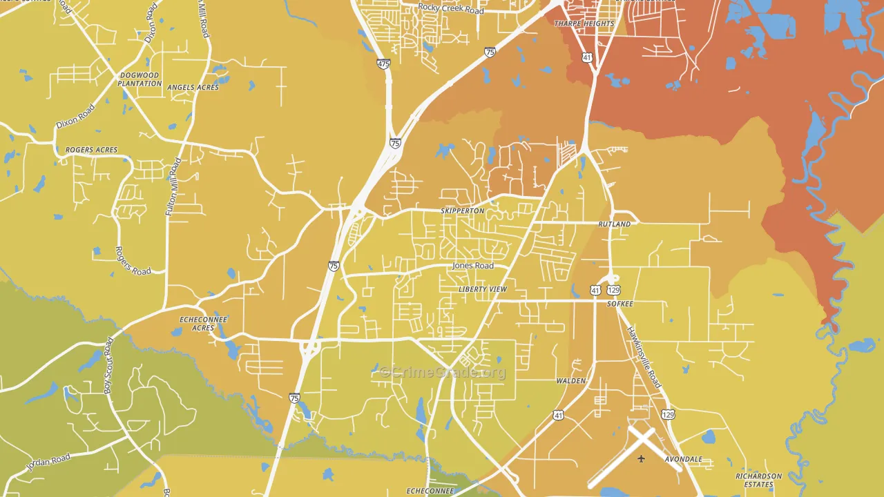 31216, GA Map of Vehicle Theft Rates