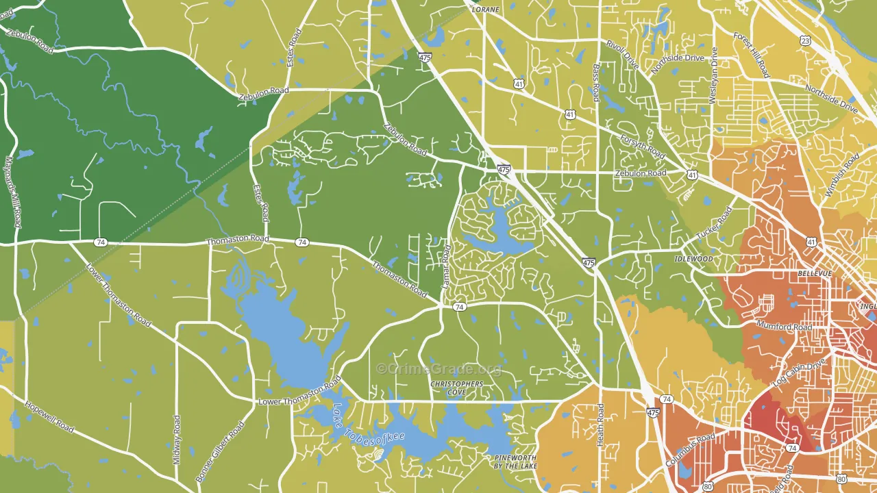 31220, GA Map of Vehicle Theft Rates