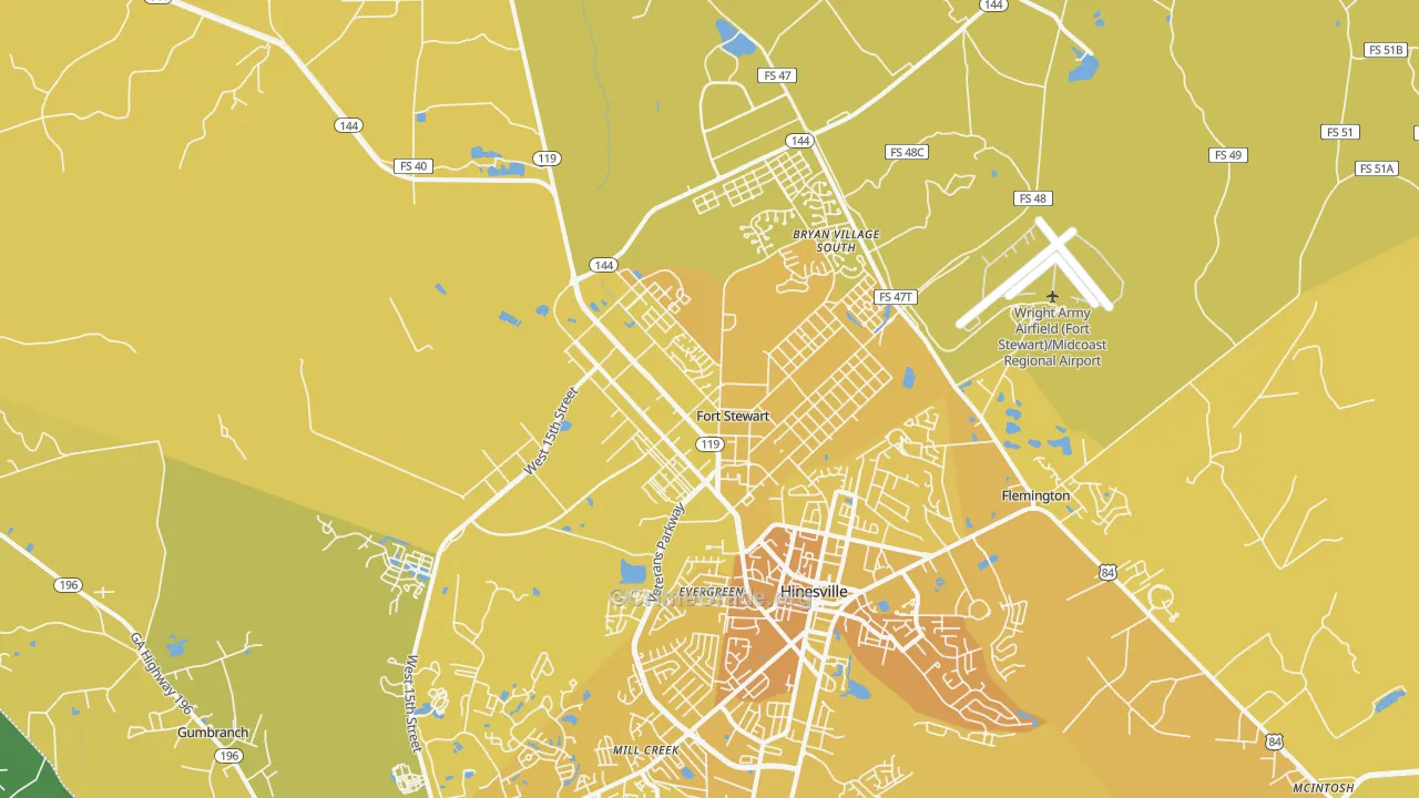 31314, GA Map of Vehicle Theft Rates