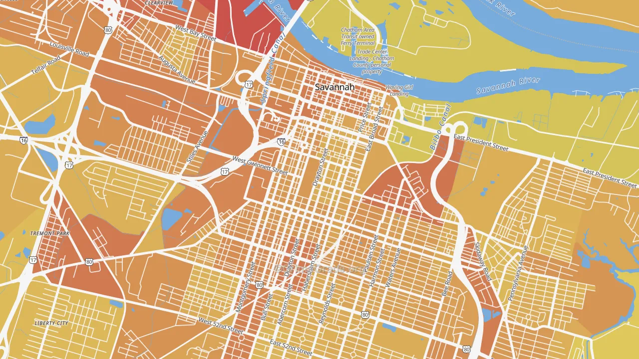 31401, GA Map of Vehicle Theft Rates