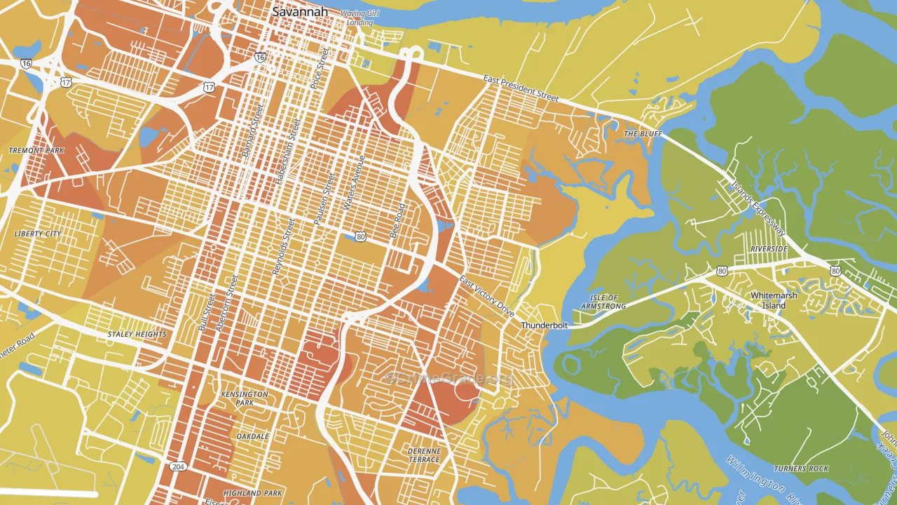 31404, GA Map of Vehicle Theft Rates