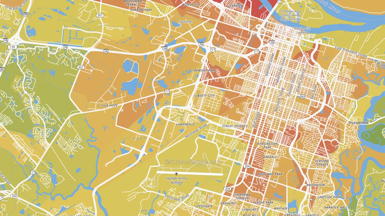 31405, GA Map of Vehicle Theft Rates
