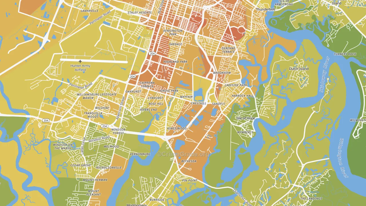 31406, GA Map of Vehicle Theft Rates