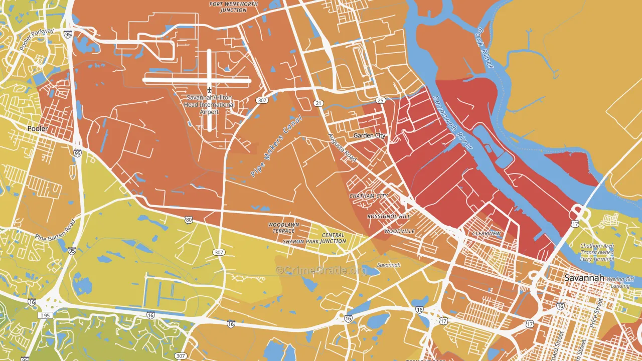 31408, GA Map of Vehicle Theft Rates