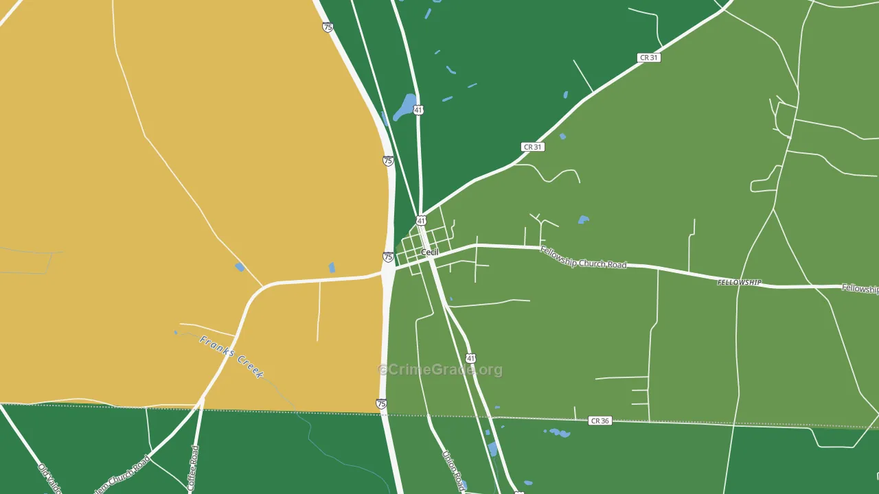 31627, GA Map of Vehicle Theft Rates
